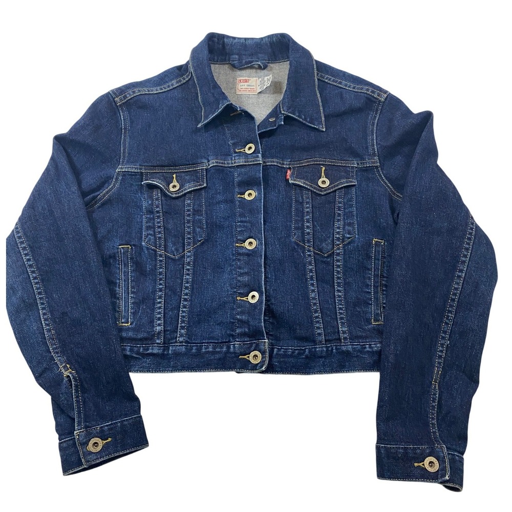 Levis Dry Goods Womens‎ M Dark Wash Denim Trucker Jacket Cropped Vintage